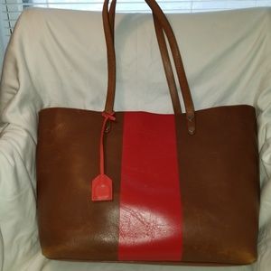 B8,838 Boden Brown Tote Bag Red Stripe & Wallet